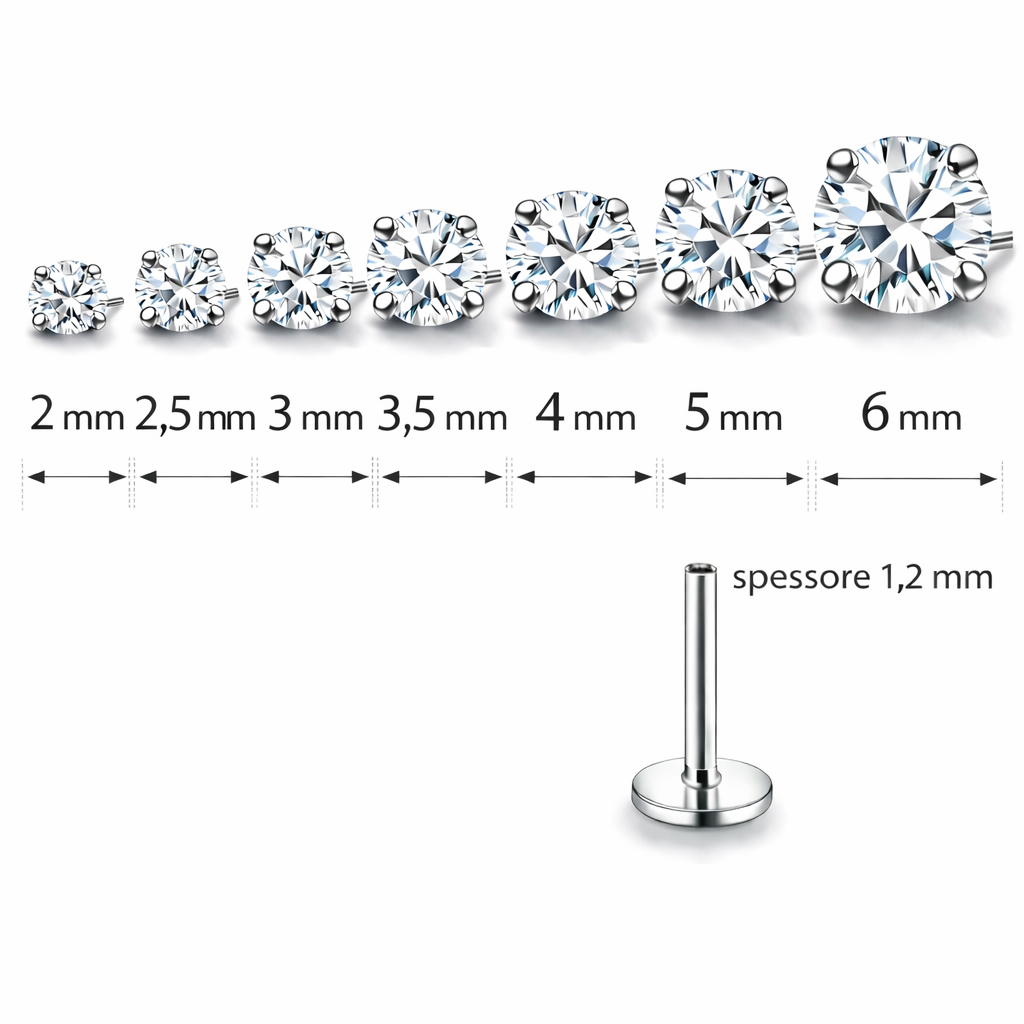 Piercing punto luce silver click titanio