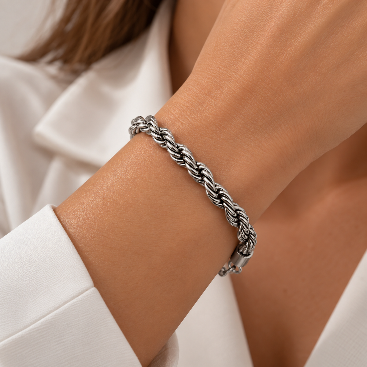 Bracciale catena intrecciata silver