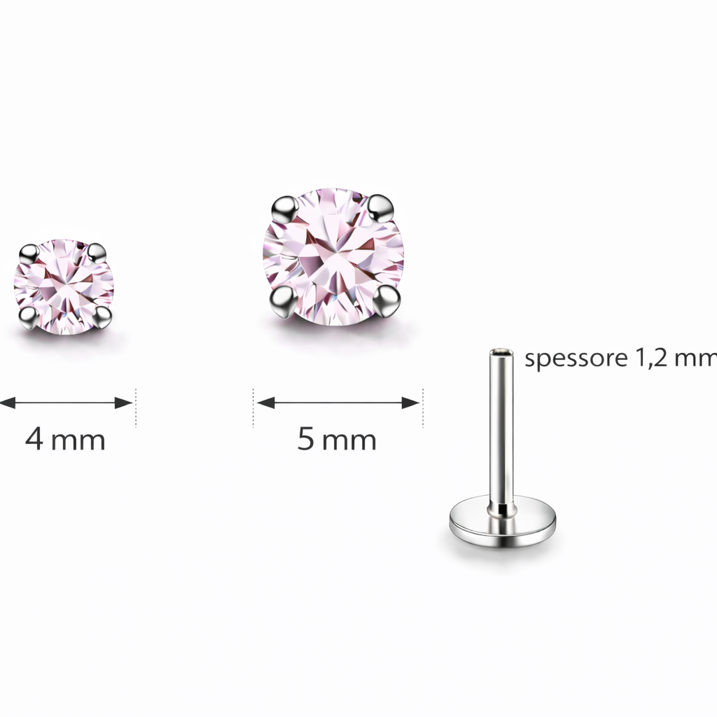 Piercing punto luce rosa silver click titanio