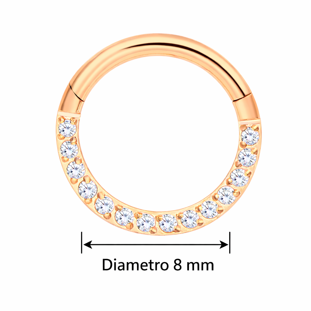 Piercing cerchietto zirconato oro rosa