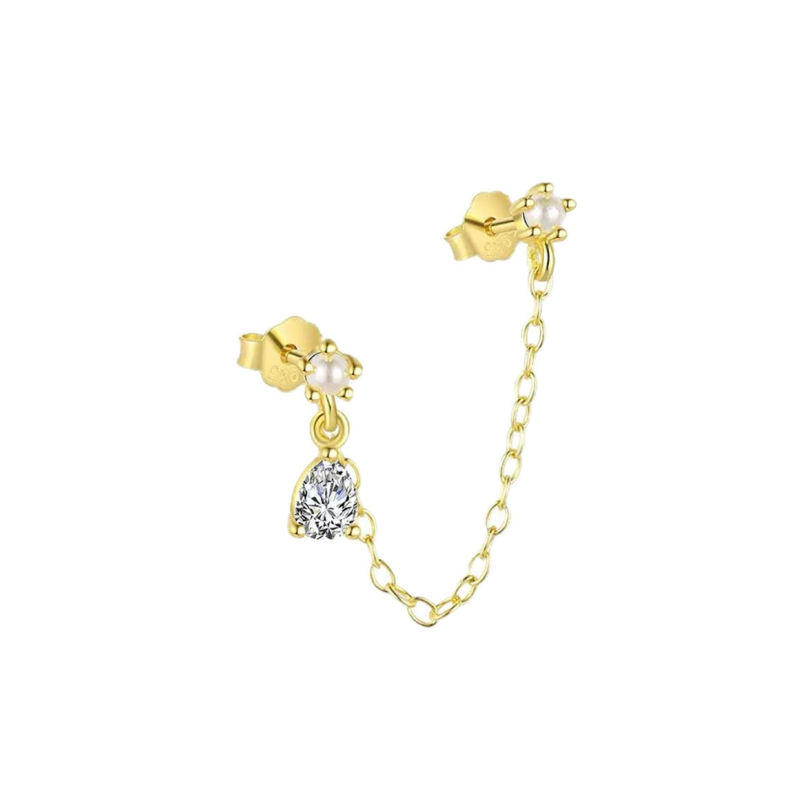 Catenella con doppia mini perlina e goccia