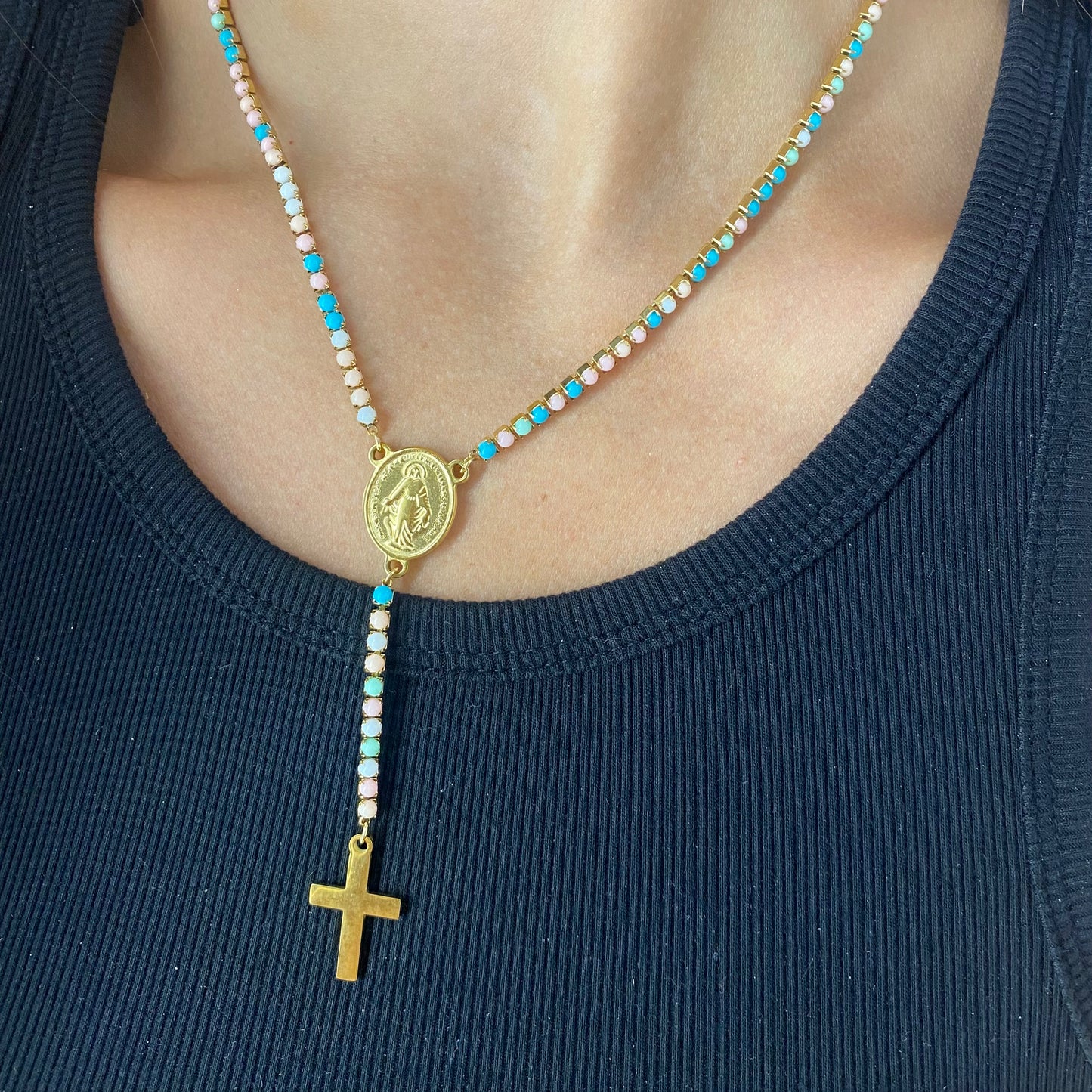 Collana rosario tennis multicolor