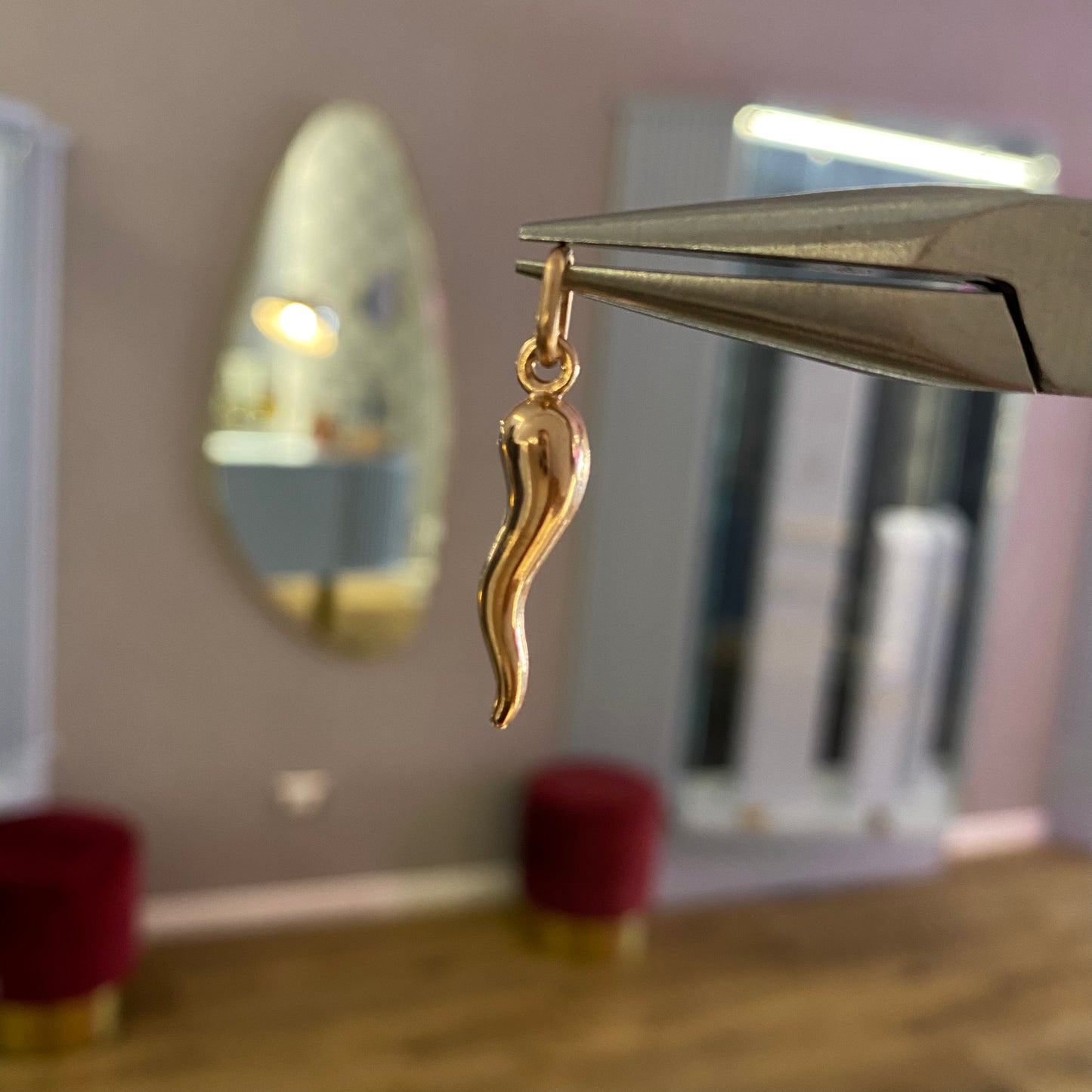 Cornetto portafortuna oro rosa big