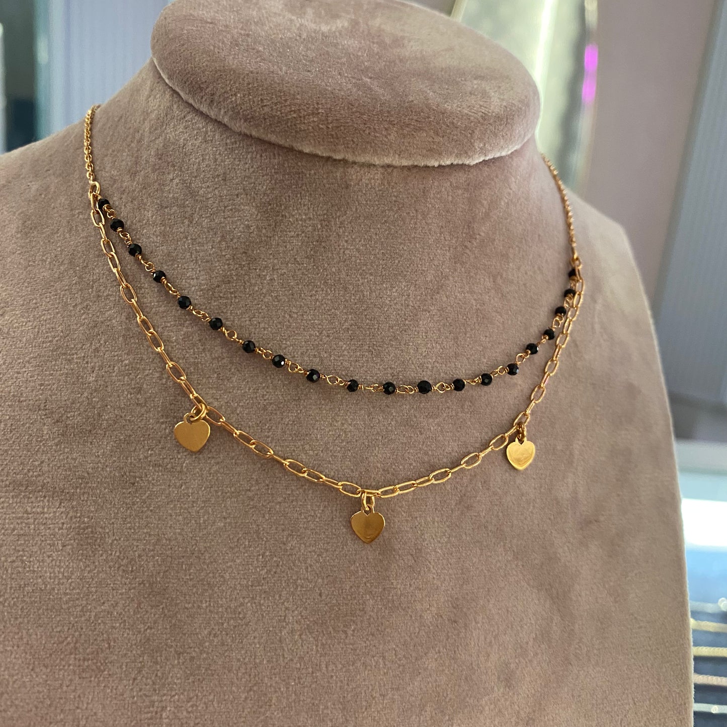 Collana doppia cuoricini