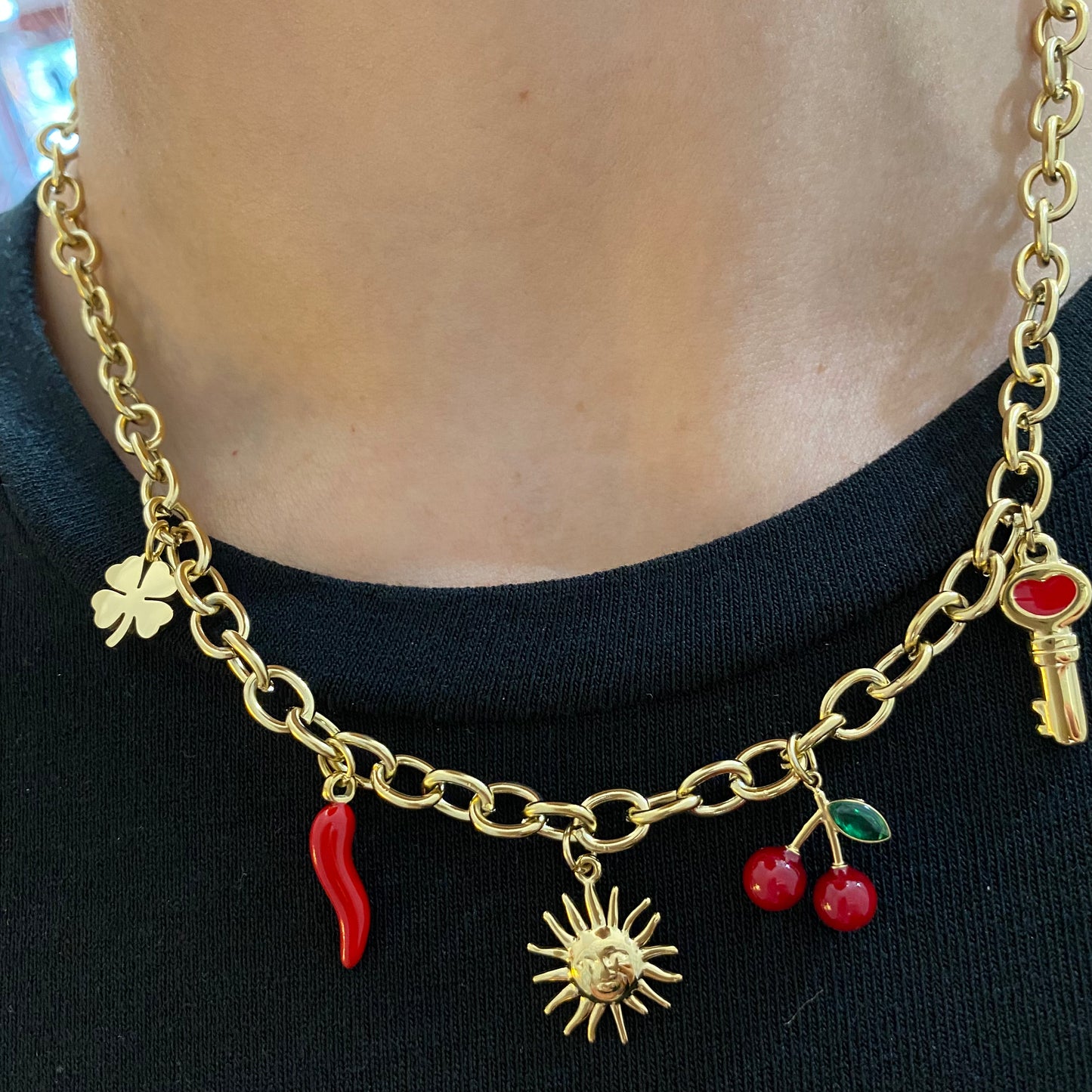 Collana charms cherry&lucky