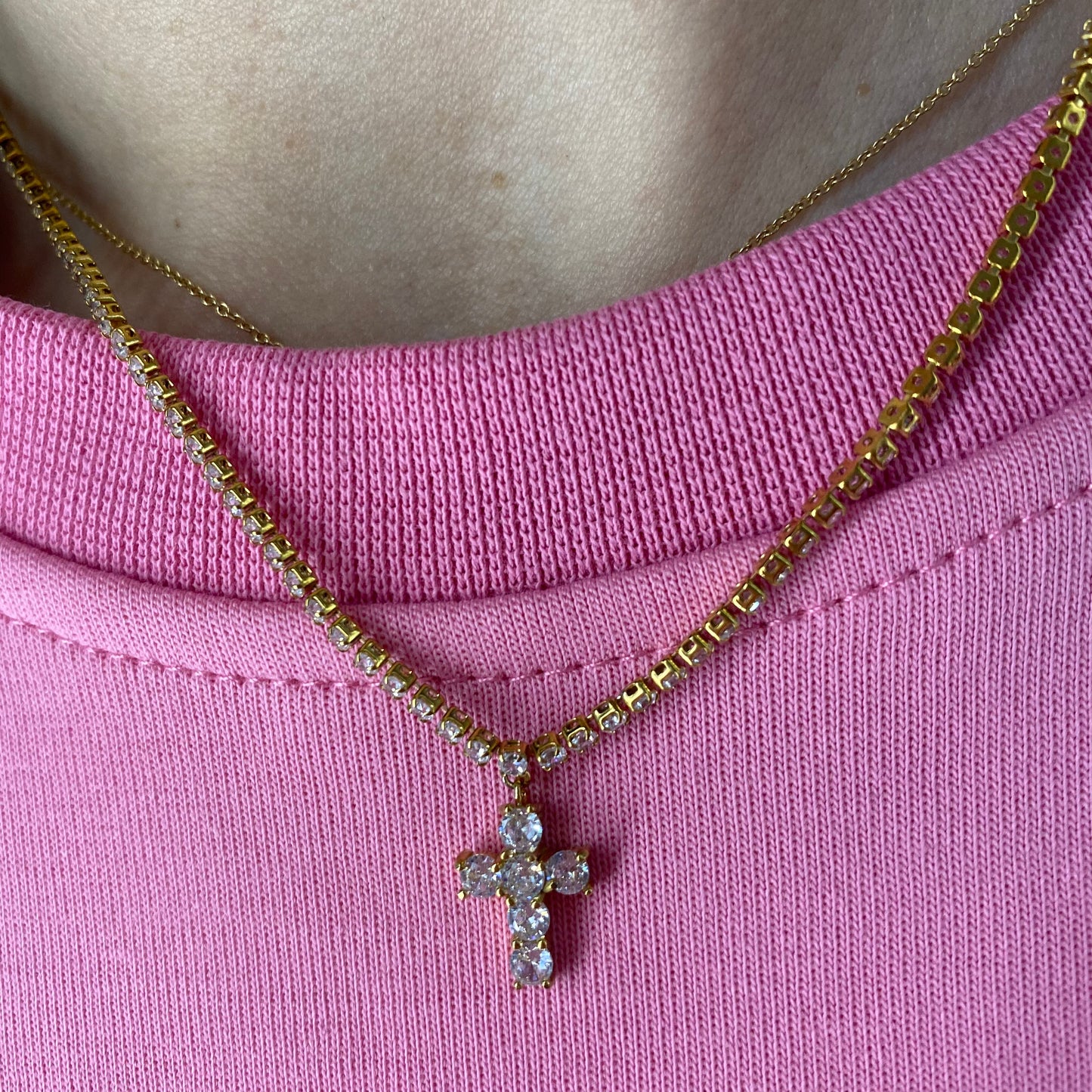 Collana tennis croce