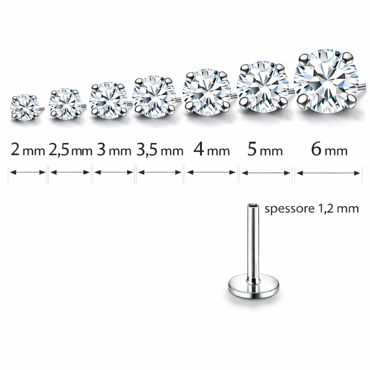 Piercing punto luce silver click titanio