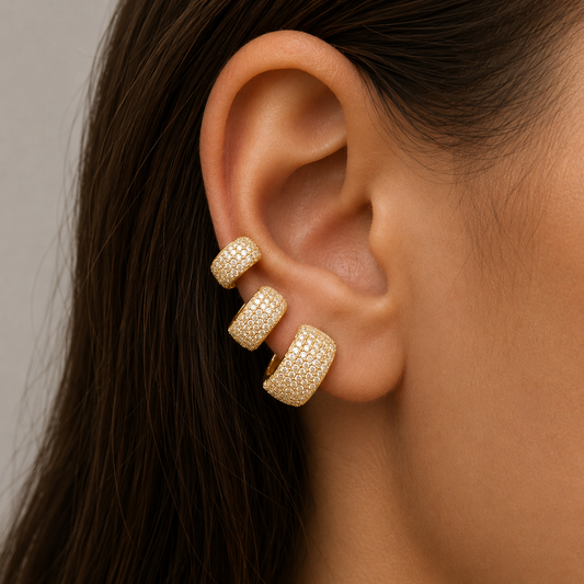 Orecchini squadrati pave’ gold