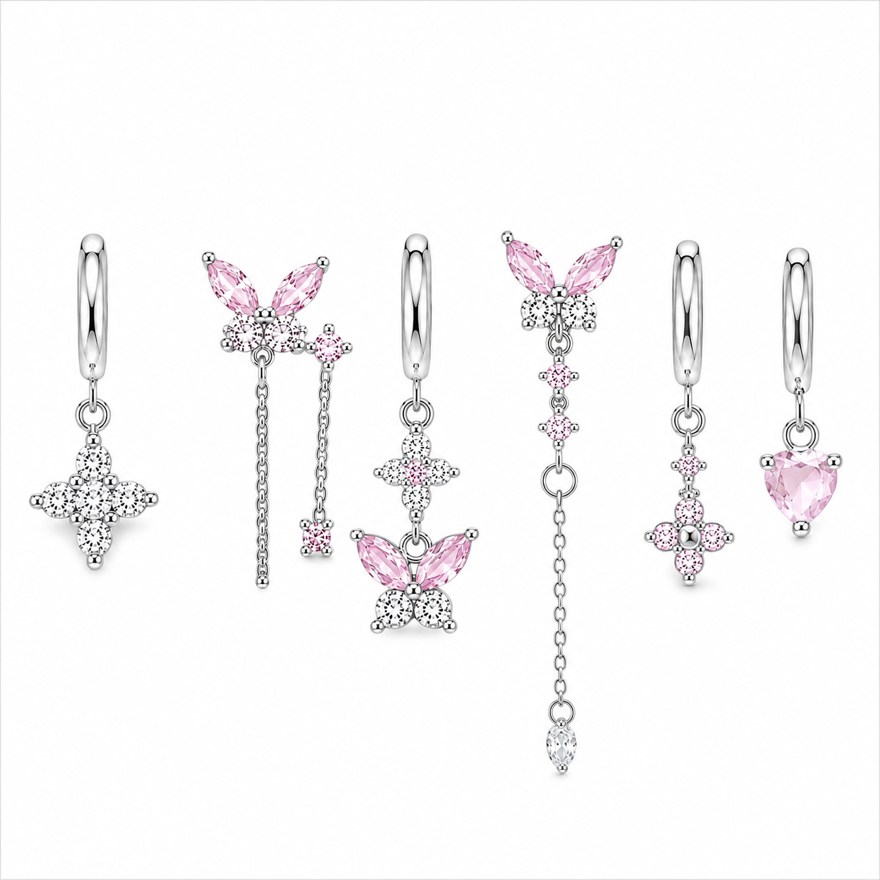 Settino farfalla silver rosa