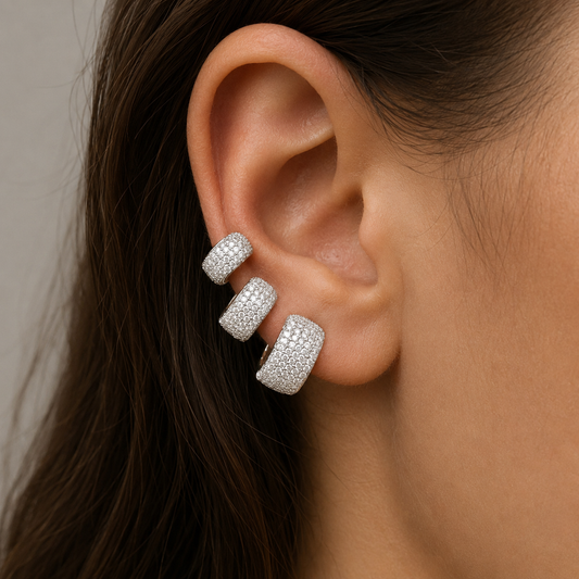 Orecchini squadrati pave’ silver