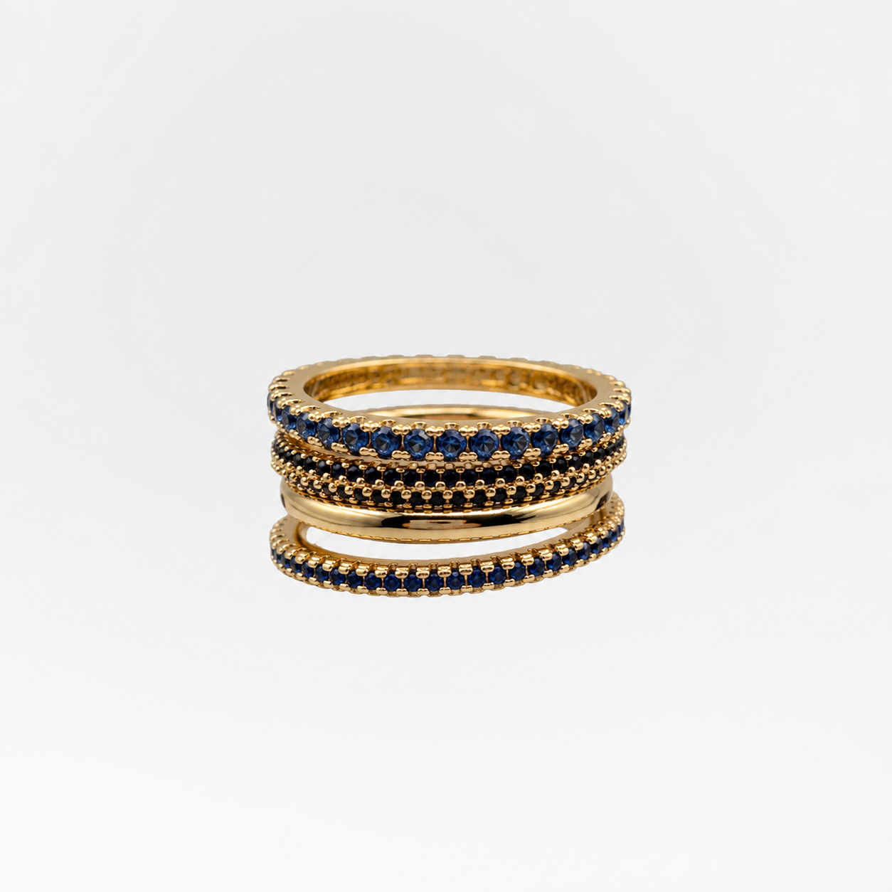 Anello 4 fedine blu gold