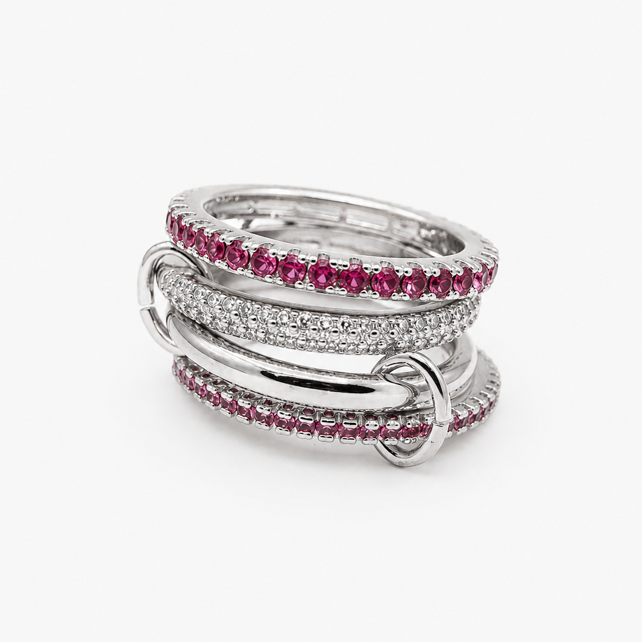 Anello 4 fedine pink silver