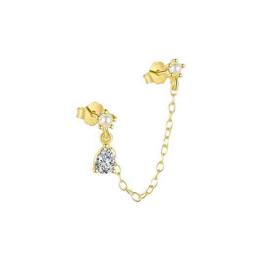 Catenella con doppia mini perlina e goccia