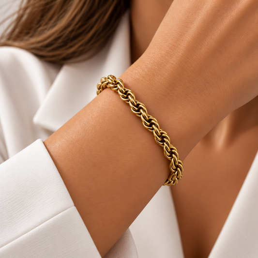Bracciale catena intrecciata gold