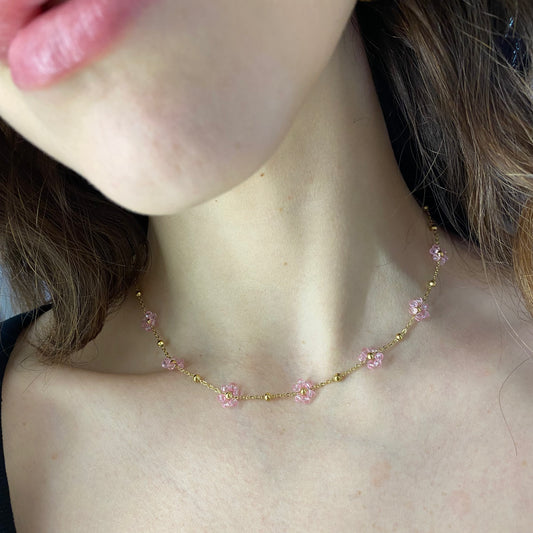 Collana fiorellini rosa