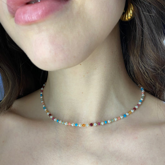 Collana perline multicolor