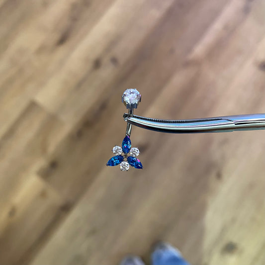 Piercing ombelico fenice blu