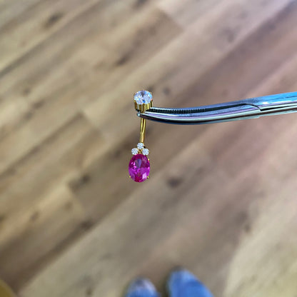 Piercing ombelico gemma fucsia