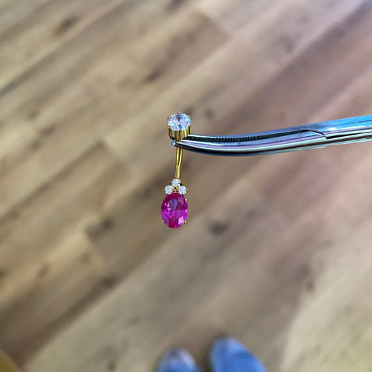 Piercing ombelico gemma fucsia