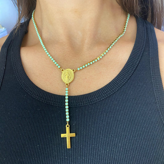 Collana rosario tennis verde tiffany