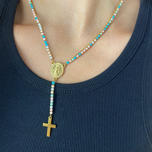 Collana rosario tennis multicolor