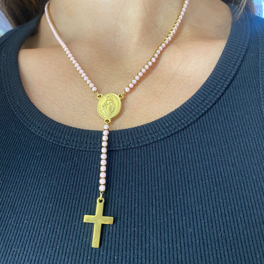 Collana rosario tennis pink