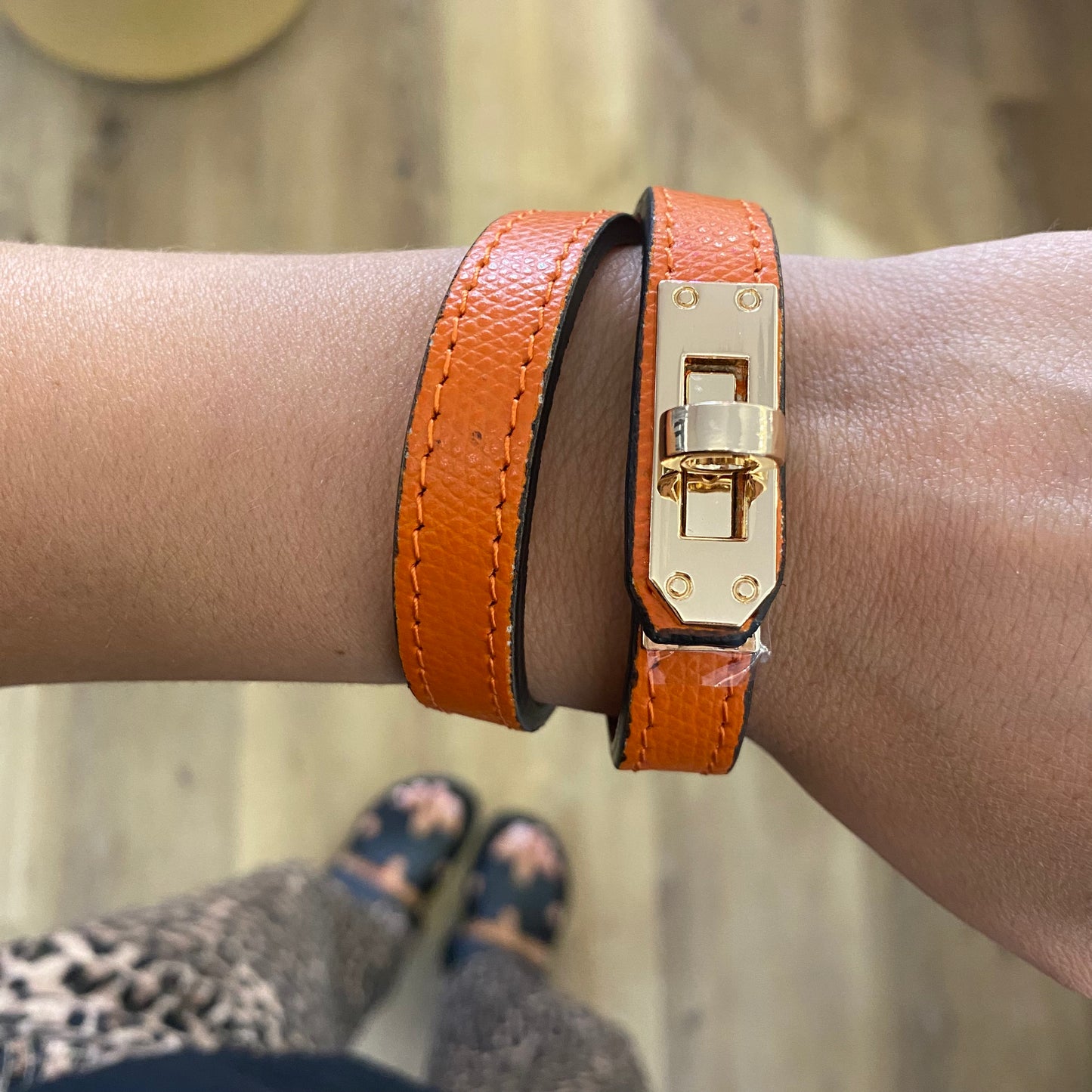 Bracciale vera pelle arancio