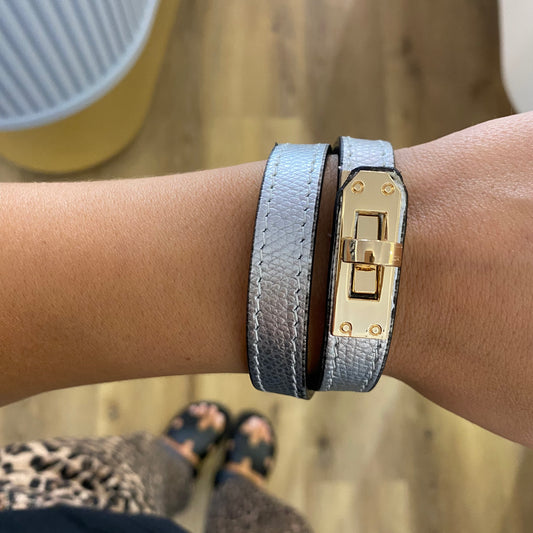 Bracciale vera pelle argento