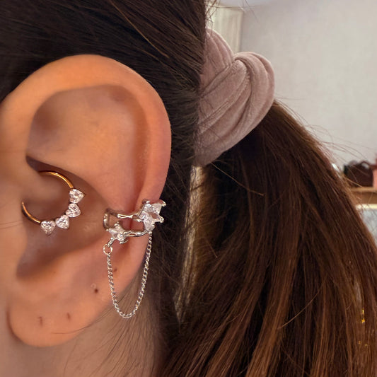 Ear cuff stelle e catenella