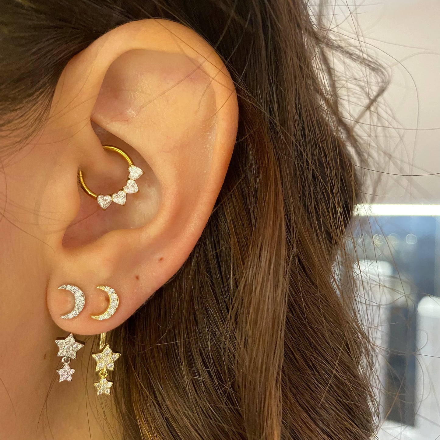 Mono orecchino luna & stelle