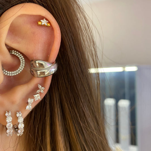 Ear cuff bombato incrociato