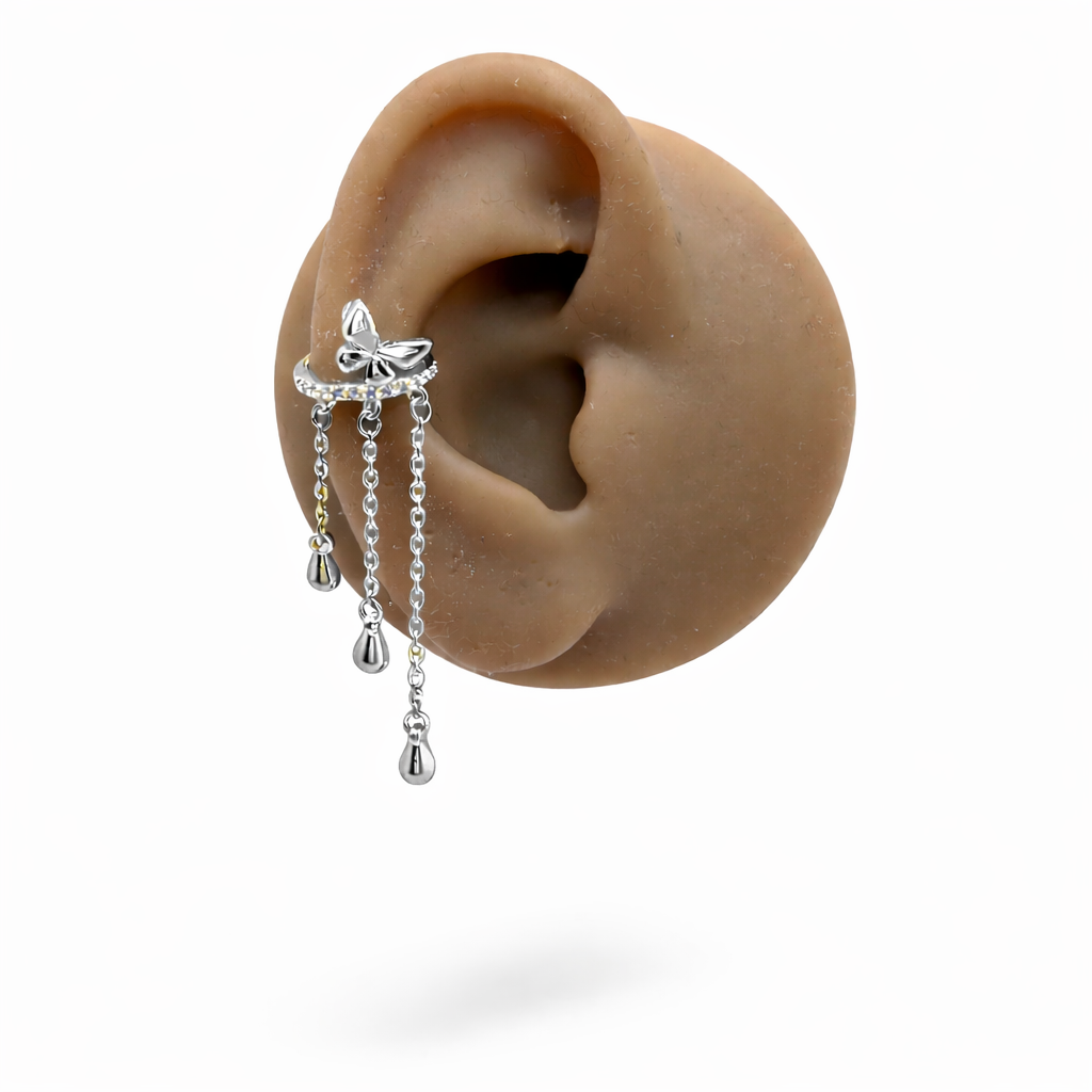 Ear cuff farfalla con pendenti