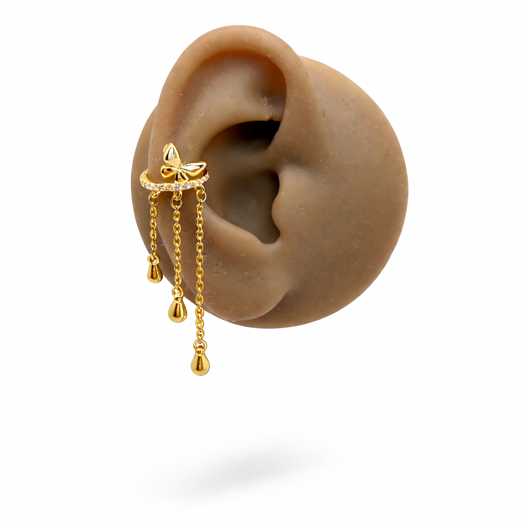 Ear cuff farfalla con pendenti