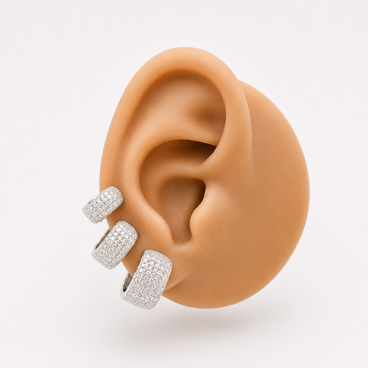 Orecchini squadrati pave’ silver