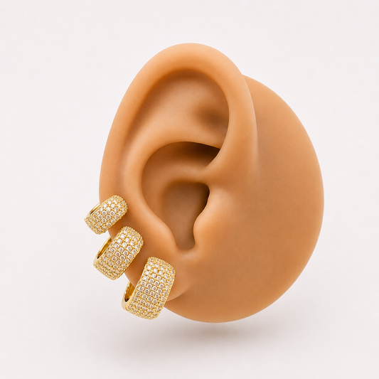 Orecchini squadrati pave’ gold